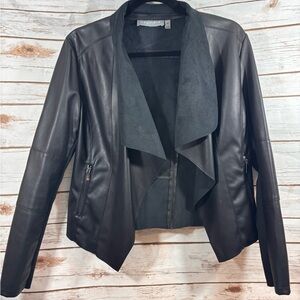 Bagatelle Draped Black Faux Leather Jacket